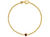 14K Yellow Gold Over Sterling Silver Amethyst Curb Chain Bracelet .15ctw