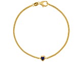 14K Yellow Gold Over Sterling Silver Lab Created Sapphire Curb Chain Bracelet .22ctw