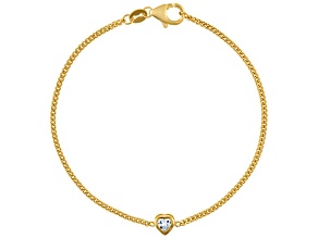 14K Yellow Gold Over Sterling Silver Lab Created White Sapphire Curb Chain Bracelet .22ctw