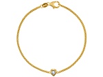 14K Yellow Gold Over Sterling Silver Lab Created White Sapphire Curb Chain Bracelet .22ctw