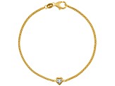 14K Yellow Gold Over Sterling Silver Lab Created White Sapphire Curb Chain Bracelet .22ctw
