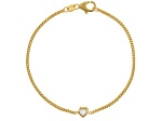 14K Yellow Gold Over Sterling Silver Lab Created Opal Curb Chain Bracelet .12ctw