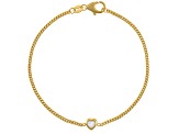 14K Yellow Gold Over Sterling Silver Lab Created Opal Curb Chain Bracelet .12ctw