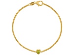 14K Yellow Gold Over Sterling Silver Peridot Curb Chain Bracelet .2ctw