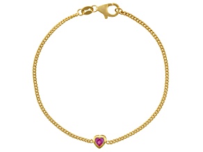 14K Yellow Gold Over Sterling Silver Lab Created Pink Sapphire Curb Chain Bracelet .22ctw