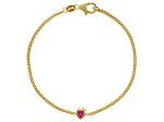 14K Yellow Gold Over Sterling Silver Lab Created Pink Sapphire Curb Chain Bracelet .22ctw