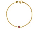 14K Yellow Gold Over Sterling Silver Lab Created Pink Sapphire Curb Chain Bracelet .22ctw