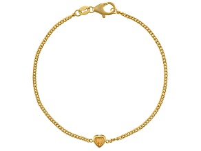 14K Yellow Gold Over Sterling Silver Citrine Curb Chain Bracelet .15ctw