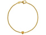 14K Yellow Gold Over Sterling Silver Citrine Curb Chain Bracelet .15ctw