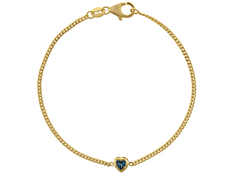 14K Yellow Gold Over Sterling Silver London Blue Topaz Curb Chain Bracelet .21ctw