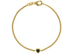 14K Yellow Gold Over Sterling Silver London Blue Topaz Curb Chain Bracelet .21ctw