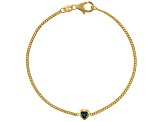 14K Yellow Gold Over Sterling Silver London Blue Topaz Curb Chain Bracelet .21ctw