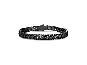 Black Spinel Gunmetal Over Sterling Silver Men's Bracelet 1.32ctw