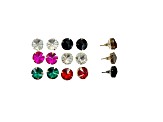 Off Park® Collection, Six-Pack Gold-Tone Multi-Color Circular Glass Crystal Stud Earrings.