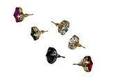 Off Park® Collection, Six-Pack Gold-Tone Multi-Color Circular Glass Crystal Stud Earrings.