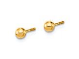 14k Yellow Gold Polished Set of 3mm Ball stud, CZ Flowers and Cross 3 Pair Earrings Set