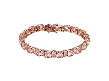 Picture of Morganite Simulant And White Cubic Zirconia 14k Rose Gold Over Silver Tennis Bracelet 2.14ctw