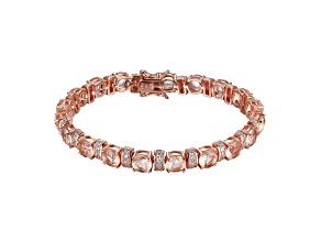 Morganite Simulant And White Cubic Zirconia 14k Rose Gold Over Silver Tennis Bracelet 2.14ctw