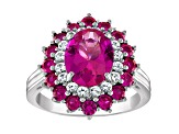 Sterling Silver Lab Created Pink Sapphire, Ruby and White Sapphire Ring 4.0ctw