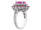 Sterling Silver Lab Created Pink Sapphire, Ruby and White Sapphire Ring 4.0ctw