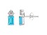 6x4mm Emerald Cut Blue Topaz with Diamond Accents 14k White Gold Stud Earrings