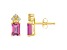 6x4mm Emerald Cut Pink Topaz with Diamond Accents 14k Yellow Gold Stud Earrings