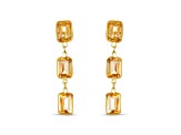 Citrine 7x5mm Rectangular Octagonal 14K Yellow Gold Dangle Earrings