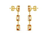 Citrine 7x5mm Rectangular Octagonal 14K Yellow Gold Dangle Earrings