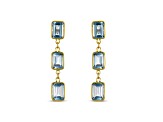 Blue Topaz 7x5mm Rectangular Octagonal 14K Yellow Gold Dangle Earrings