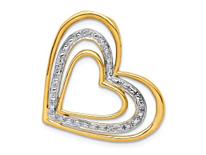14K Two-tone Gold Diamond Triple Heart Chain Slide Pendant