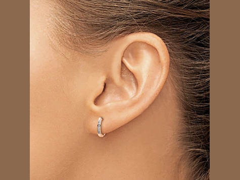 10k Rose Gold 7/16", Polished 0.12ctw Diamond Hinged Hoop Earrings