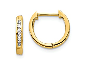 10k Yellow Gold 7/16", Polished 0.12ctw Diamond Hinged Hoop Earrings