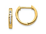 10k Yellow Gold 7/16", Polished 0.12ctw Diamond Hinged Hoop Earrings