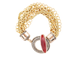 Barse Jewelry 30x8mm Orange Carnelian Gold Tone Chain Bracelet