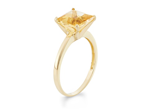 Princess Cut Citrine 10K Yellow Gold Ring 1.95ctw