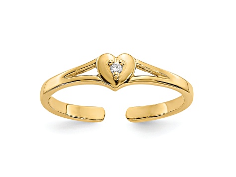 14K Yellow Gold .01ct Diamond Heart Toe Ring 0.01ctw