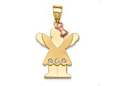 14K Two-tone Gold Satin I1/G-H Diamond Girl with Bow Pendant