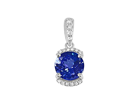 14K White Gold Tanzanite and Diamond Pendant 1.42ctw