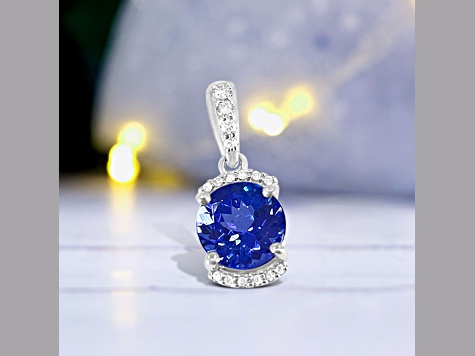 14K White Gold Tanzanite and Diamond Pendant 1.42ctw
