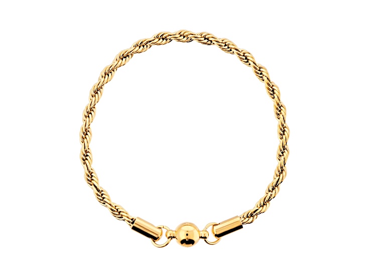 Gold Tone Sophisticated Steel Rope Chain Bracelet w/ Magnetic Closure