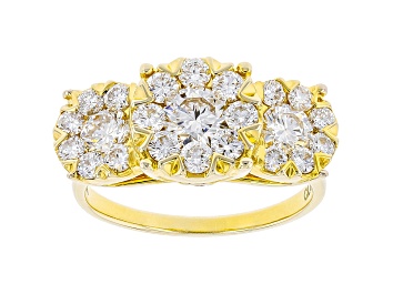 Picture of White Lab-Grown Diamond 14k Yellow Gold Cluster Ring 2.00ctw