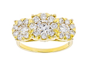 Round white lab-grown diamond, 14kt yellow gold ring 2.00ctw.