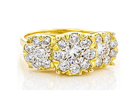 White Lab-Grown Diamond 14k Yellow Gold Cluster Ring 2.00ctw