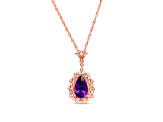 Pear Amethyst 18K Rose Gold Over Sterling Silver Pendant with 18" box chain, 3.47ctw