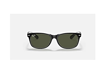 Ray-Ban New Wayfarer Black/Transparent 55mm Green G-15 Sunglasses RB2132 6052 55