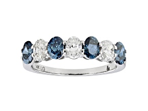 Blue And White Lab-Grown Diamond 14k White Gold Band Ring 1.50ctw