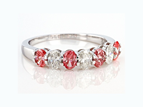Pink And White Lab-Grown Diamond 14k White Gold Band Ring 1.50ctw