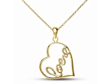 Clear CZ, 14k Gold Plated over Sterling Silver Classy "Love" Heart Shape Pendant Necklace
