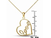 Clear CZ, 14k Gold Plated over Sterling Silver Classy "Love" Heart Shape Pendant Necklace