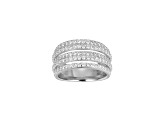 White Cubic Zirconia Platinum Over Sterling Silver Three Row Band Ring 2.57ctw